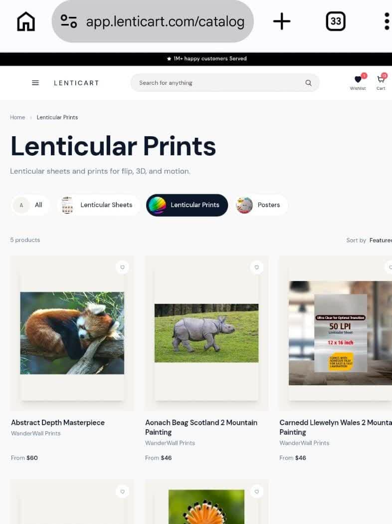 Lenticart mobile product listing page