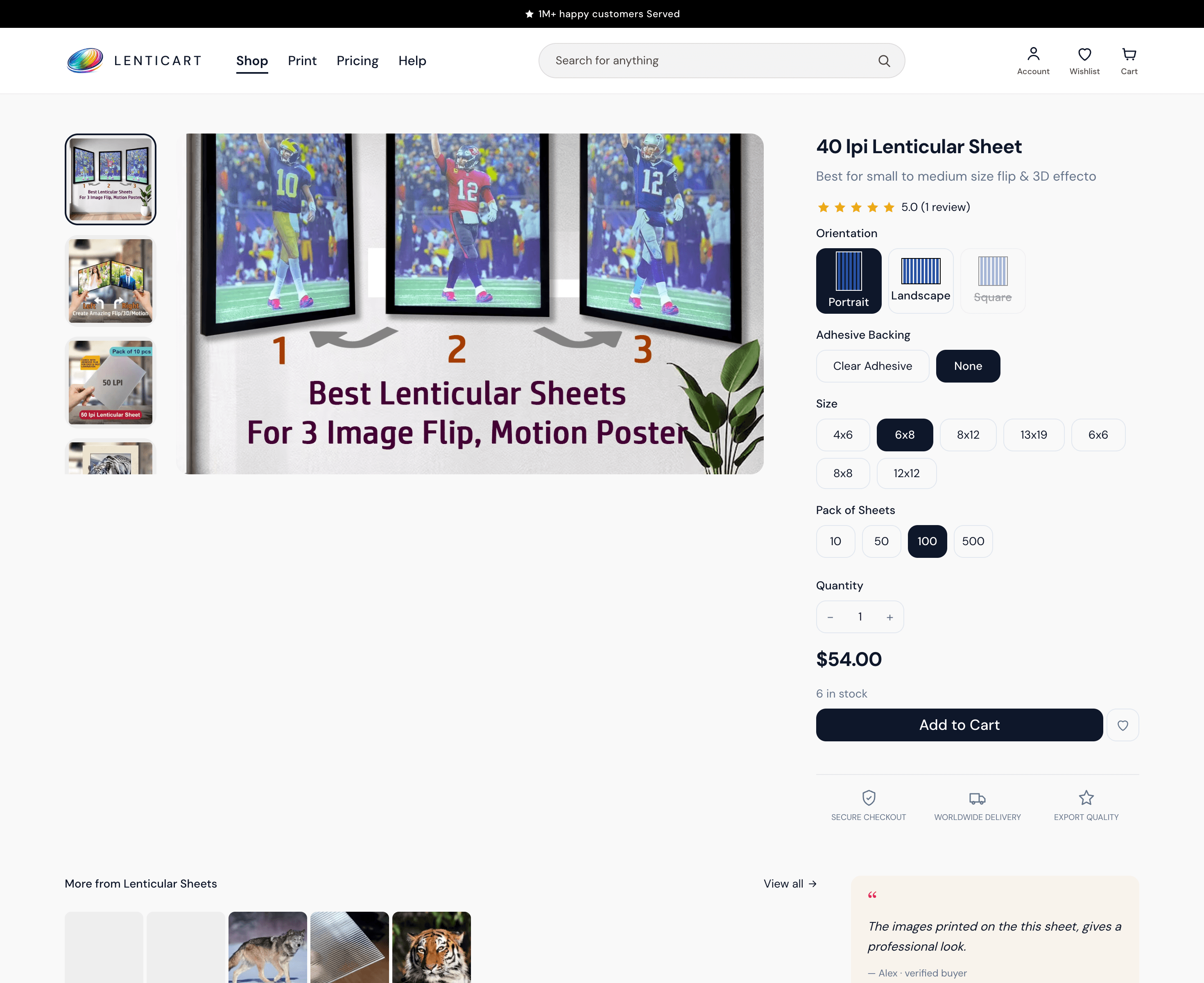Lenticart product detail page with variants and add to cart